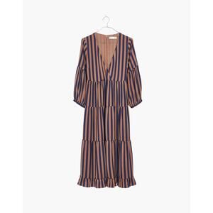 Madewell Striped Satin Midi Dress Size‎ 8